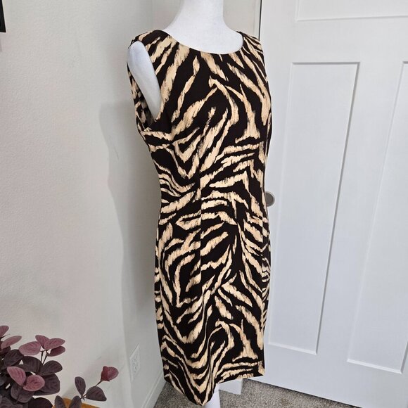 Nordstrom Connection Apparel Animal Print Sleeveless Shift Dress Sz 10 - Picture 3 of 10